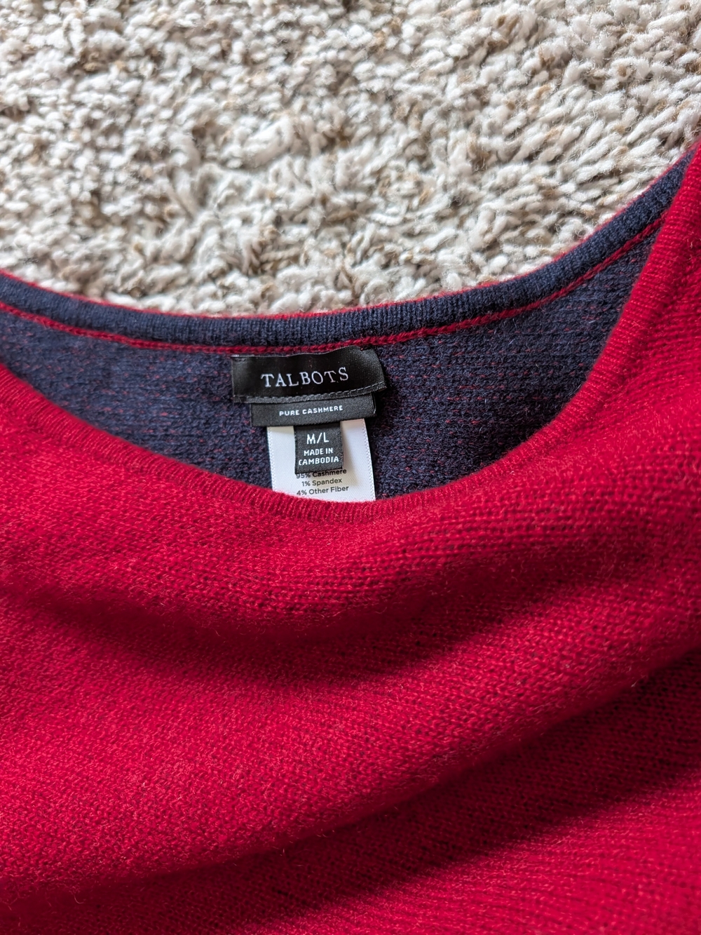Talbots Red Crewneck Cashmere Blend Sweater, M/L size